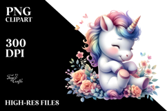Baby Unicorn Playing Wrestling Flowers | Sublimation | Product Image 2