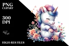 Baby Unicorn Playing Wrestling Flowers | Sublimation | Product Image 1