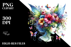 Fairy with Floral Wreath PNG Product Image 2