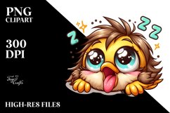 Colorful Cartoon Baby Sparrow Sleeping | Sublimation Clipart Product Image 3