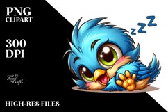 Colorful Cartoon Baby Sparrow Sleeping | Sublimation Clipart Product Image 3
