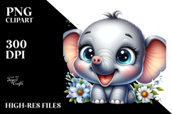 aCute Energetic Elephant with Big Eyes and Goofy Smile, PNG Product Image 2