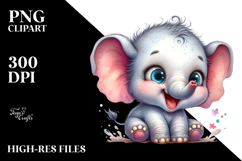 aCute Energetic Elephant with Big Eyes and Goofy Smile, PNG Product Image 2