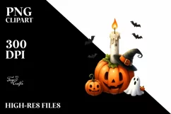 Funny Halloween Candle Watercolor PNG Product Image 1