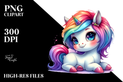 Cute Baby Unicorn Playing PNG Product Image 2