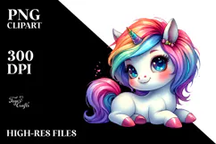Cute Baby Unicorn Playing PNG Product Image 2