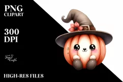 Cute Watercolor Pumpkin Hat | Sublimation | Clipart Product Image 1