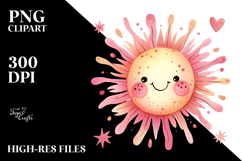 Simple Pinkish Smiling Sun PNG Product Image 2