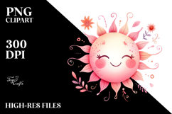 Simple Pinkish Smiling Sun PNG Product Image 2