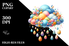 Colorful Cloud with Hanging Easter Eggs, PNG Product Image 2