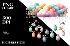 Colorful Cloud with Easter Eggs PNG Product Image 2
