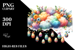 Colorful Cloud with Easter Eggs PNG Product Image 2