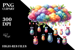 Colorful Cloud with Easter Eggs PNG Product Image 2