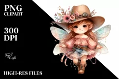 Pastel Cute Fairy with Cowboy Hat | Clipart Product Image 3