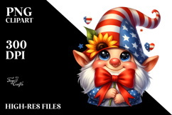 Gnome Portrait Bow USA Flag Colors Product Image 2