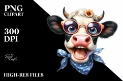 Cow Funny Cow Portrait es Excited Clipart Product Image 3