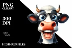 Cow Funny Cow Portrait es Excited Clipart Product Image 3