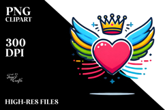 Colorful Heart Wings Crown PNG Product Image 2