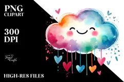 Colorful Rainbow with Hearts PNG Product Image 2