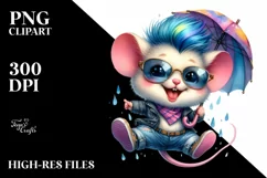 Jumping Baby Mouse Watercolor PNG Product Image 1