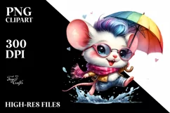 Jumping Baby Mouse Watercolor PNG Product Image 3