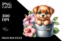 Cute Watercolor Babydog Clipart Product Image 3