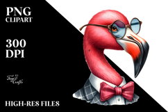 Flamingo Smiling Suit Retro | Sublimation | Clipart Product Image 2
