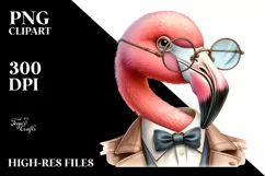 Detailed Whimsical Flamingo in Suit Clipart Product Image 1