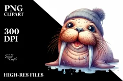 Detailed Whimsical Walrus with Tongue Out Clipart Product Image 1