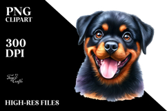 Happy Cartoon Rottweiler with Crazy Fur PNG Product Image 2