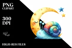 Colorful Baby Snail Sleeping on the Moon | Sublimation | Product Image 1