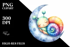 Colorful Baby Snail Sleeping on the Moon | Sublimation | Product Image 1