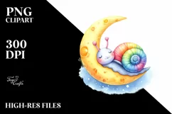 Colorful Baby Snail Sleeping on the Moon | Sublimation | Product Image 3