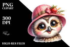 Baby Owl Portrait, Happy Eyes | Clipart Product Image 2