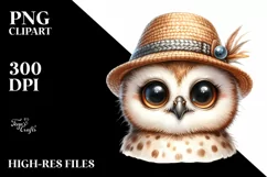Baby Owl Portrait, Happy Eyes | Clipart Product Image 1