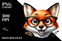 Fox with es and Happy Smile | Sublimation | Clipart Product Image 2