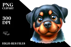 Funny Rottweiler with Big Eyes | Clipart Product Image 1