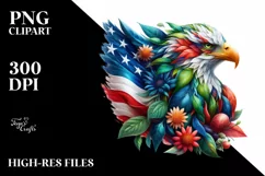 Vibrant Eagle with USA Flag Colors, PNG Product Image 1