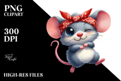 Silly Mouse in Bandana, Playful PNG Product Image 2