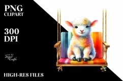 Colorful Lamb on Swing Chair Clipart Product Image 1