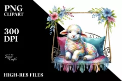 Colorful Lamb on Swing Chair Clipart Product Image 3