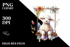 Colorful Lamb on Swing Chair Clipart Product Image 3
