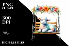 Colorful Lamb on Swing Chair | Clipart Product Image 3