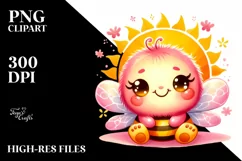 Smiling Baby Bee Playing Aviator Suit PNG Product Image 2