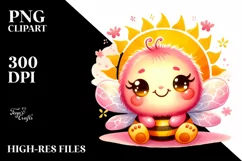 Smiling Cute Baby Bee Sitting, Smiling Sun | Sublimation | Product Image 1