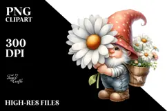 Cute Baby Gnome with Daisy PNG Product Image 2