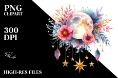 Vibrant Boho Moon Flowers Stars Product Image 2