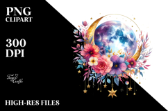 Vibrant Boho Moon Flowers Stars Product Image 2