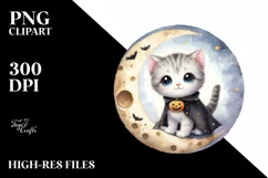 Cute Baby Kitten Dressed for Halloween PNG Product Image 1
