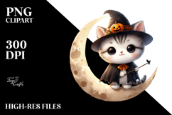 Cute Baby Kitten on Moon, Transparent PNG Product Image 2